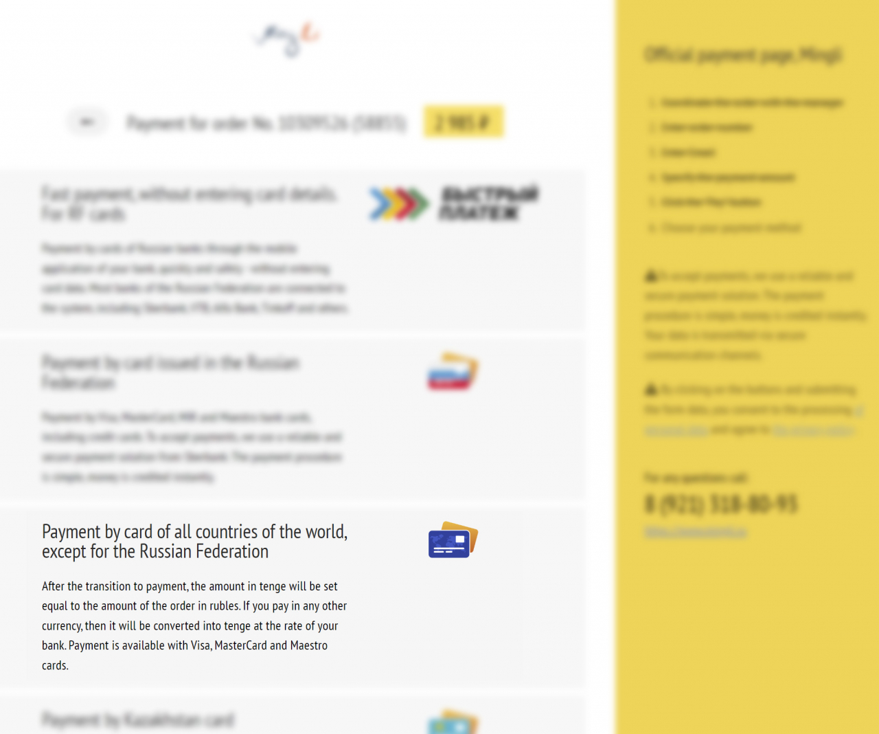 Choice of payment option